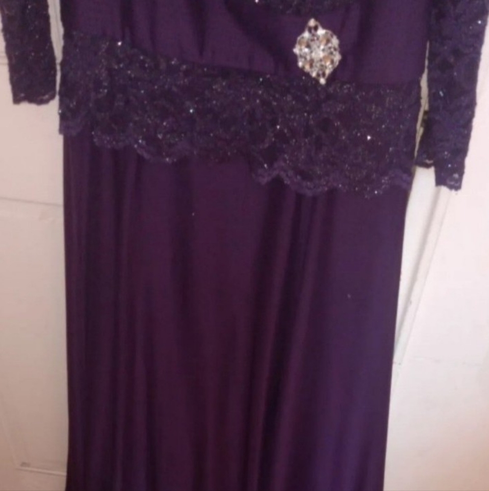 Jackie Jon New York Womens Formal Dress (Size 14) Pre-owned  Dress With Broach